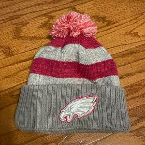 NFL New Era Philadelphia Eagles, pink, and gray beanie